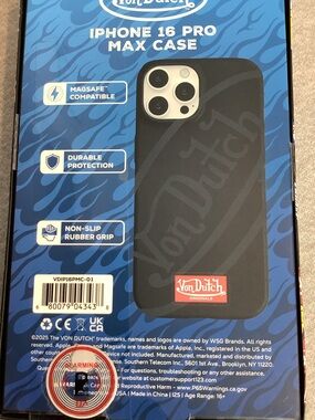 Von Dutch Black iPhone 16 Pro Max Case with Red Logo